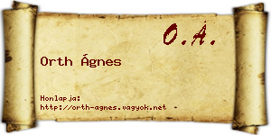Orth Ágnes névjegykártya